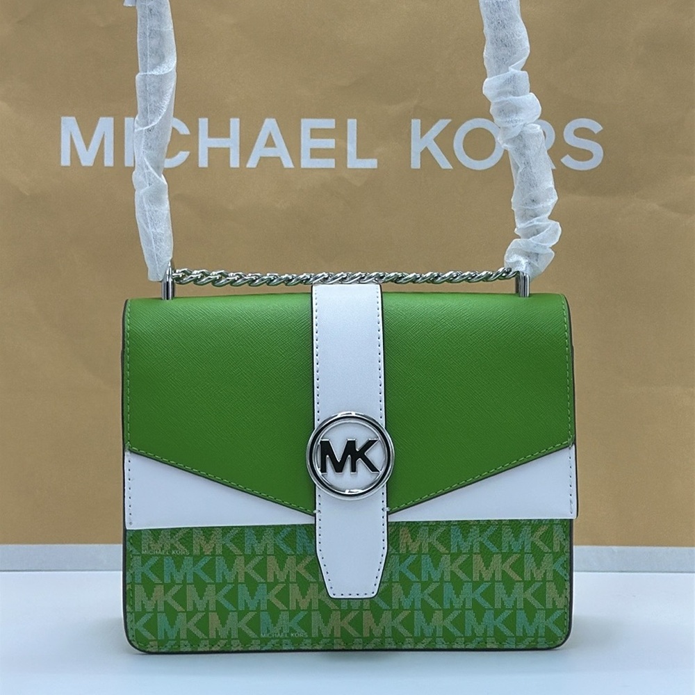 Michael Kors Greenwich Small Color-Block Signature Logo Flap Crossbody XBODY Bag - Picture 5 of 16